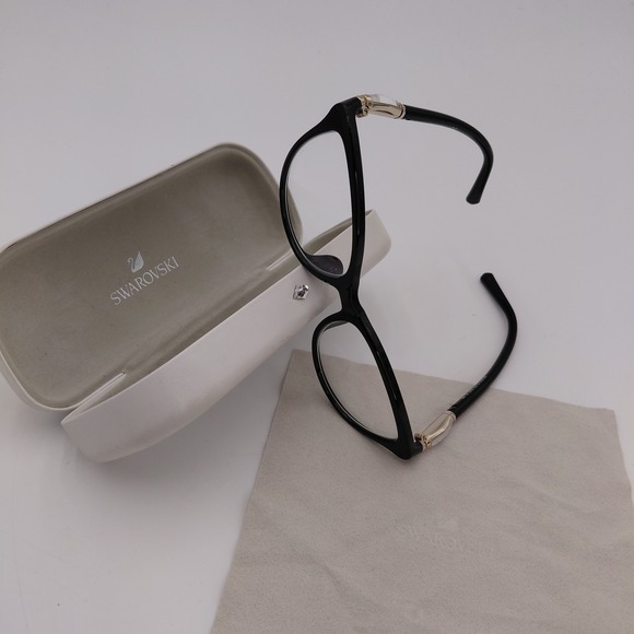 Swarovski SK5311 Womens Plastic Eyeglass & Case Frame Only Crystals Black Luxury